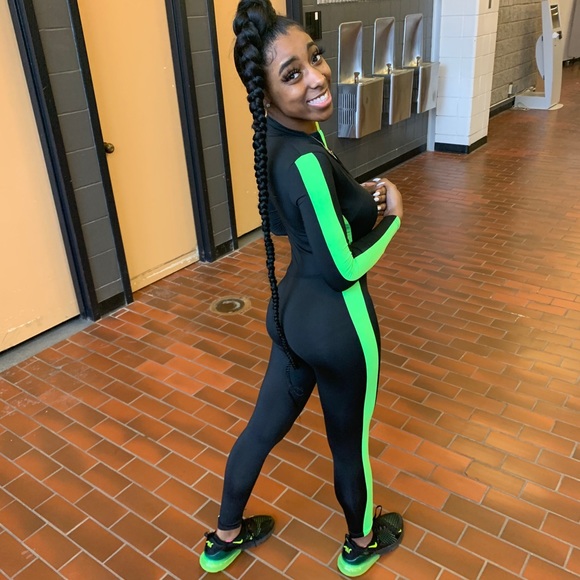 neon green and black jumpsuit - Picture 1 of 1